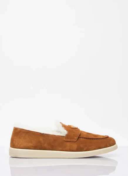 Suede And Shearling Loafers