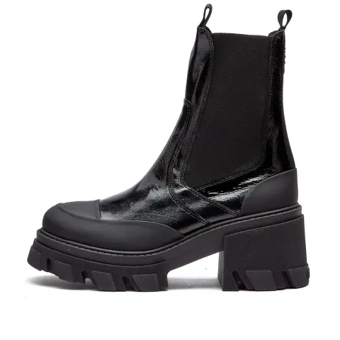 Cleated Heeled Mid Chelsea Boot