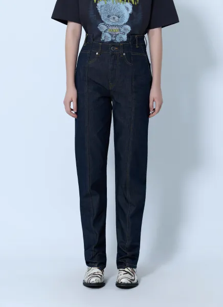GANNI Slub Denim Fold Jeans