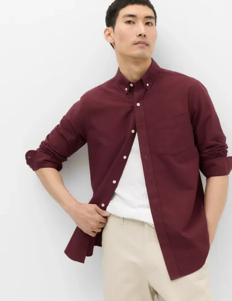Marks & Spencer Pure Cotton Ultimate Oxford Shirt Bordeaux