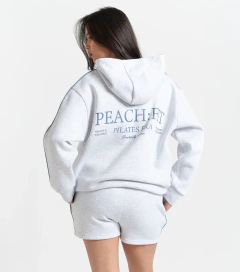 Women's Peach:Fit Grey Marl Sleeve Trim Heather Hoodie