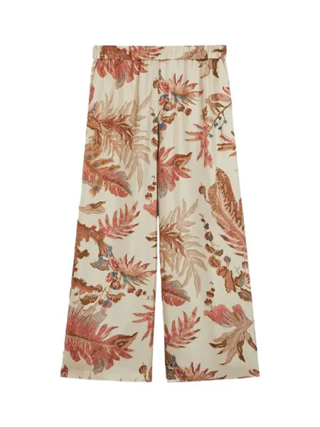 Printed silk twill trousers