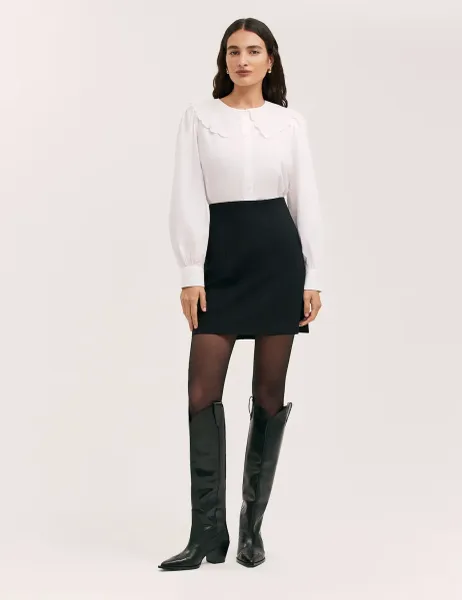 Finery London Jersey Mini A-Line Skirt Black