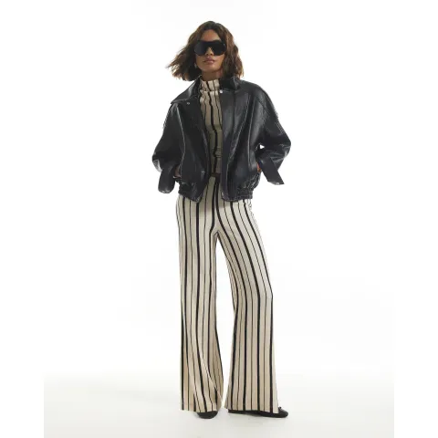 River Island Stripe Wide Leg Shirred Trousers