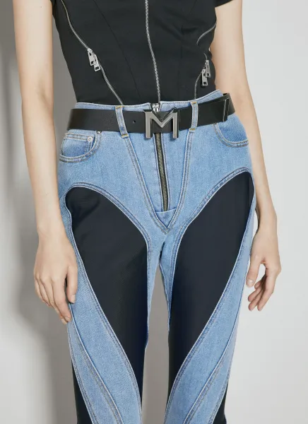 M-Buckle Leather Belt