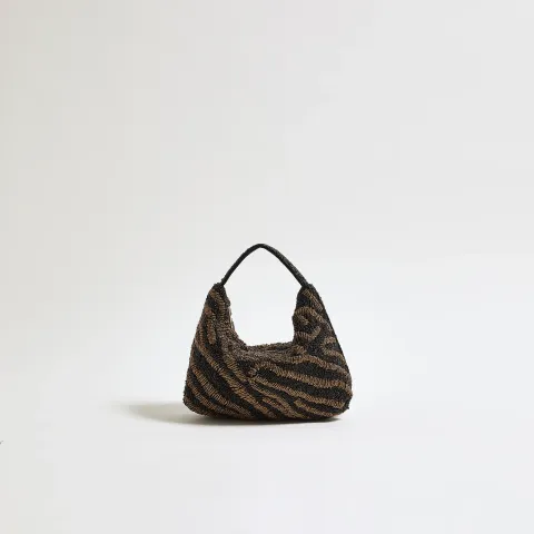 River Island Stripe Beaded Clutch Bag
