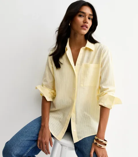 Women's Light Yellow Stripe Long Sleeve Shirt