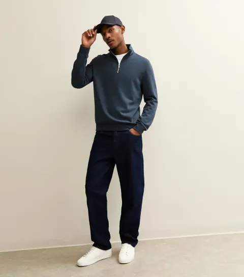 Men's Navy Regular Quarter Zip Sweatshirt