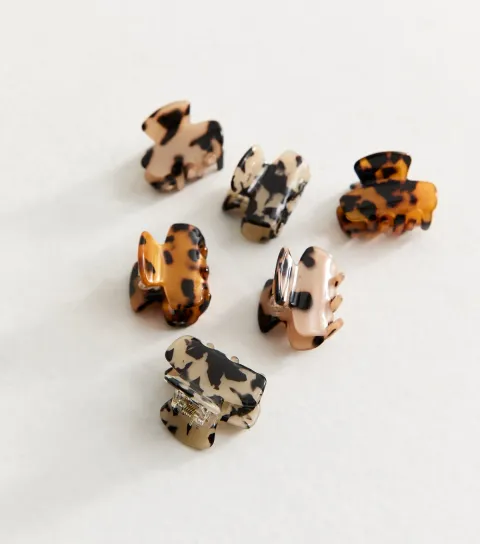 Pack of 6 Brown Tortoiseshell Mini Hair Claw Clips