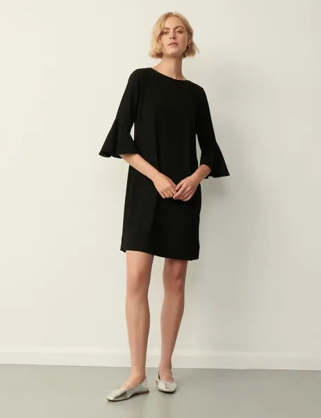 Finery London Crepe Frill Sleeve Mini Dress Black