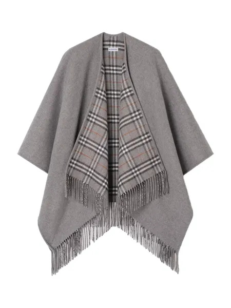 Reversible Check Wool Cape grey