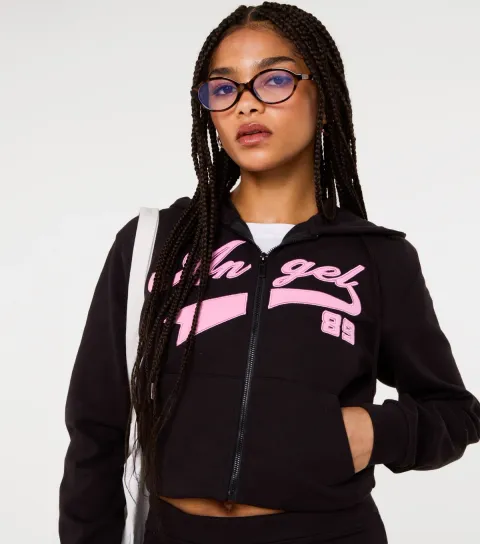 Women's Black Angel 89 Embroidered Hoodie