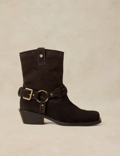 White Stuff Suede Biker Boots Brown