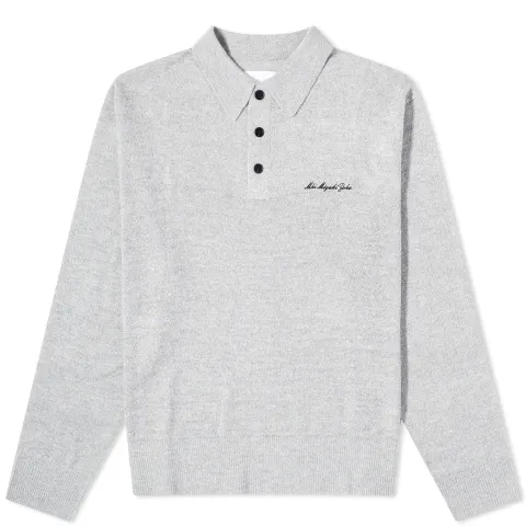 Long Sleeve Lightweight Mohair Knit Polo