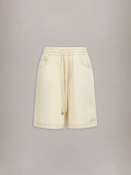 DRAWSTRING DENIM SHORT - Ecru