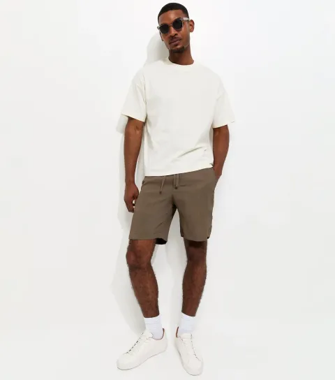 Jack & Jones Men's Brown Ribbed Jogger Shorts