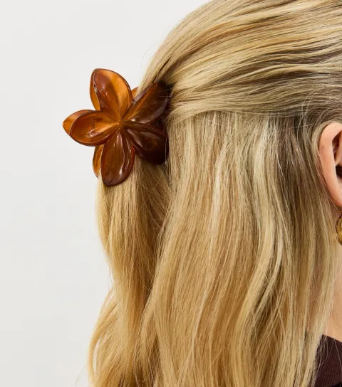 Burnt Orange Flower Hair Claw Clip
