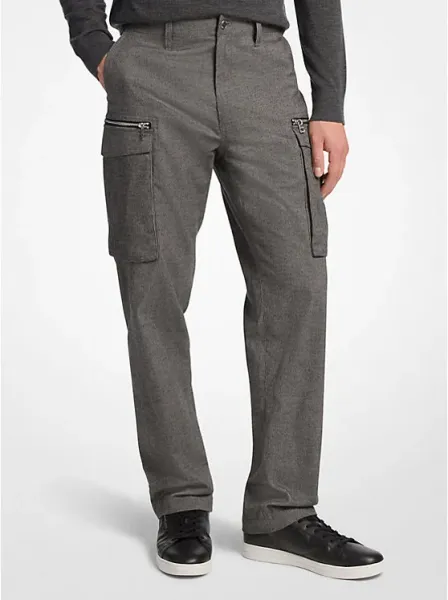 Houndstooth Cotton Zip Cargo Pants