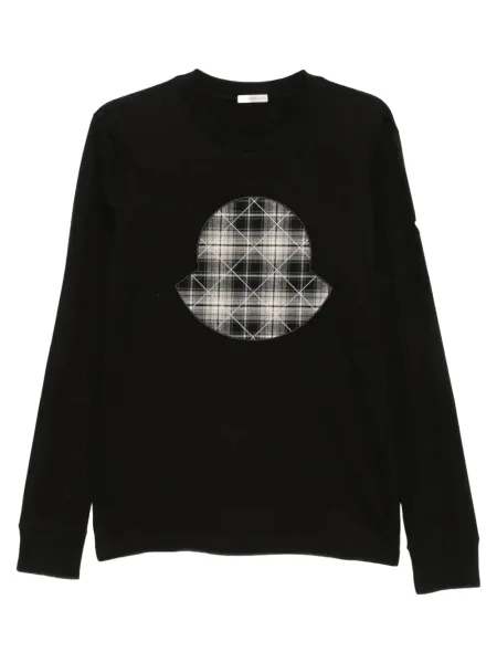 Men Check Panel Cotton Jersey T-Shirt Black