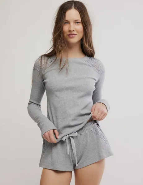 Intimately FP by Free People Made You Blush Rib Lounge Top Grey