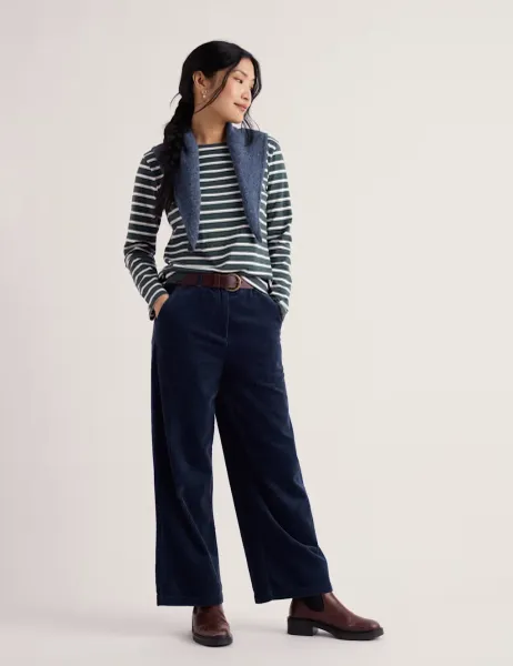 Seasalt Cornwall Pure Cotton Striped Crew Neck T-Shirt Green Mix