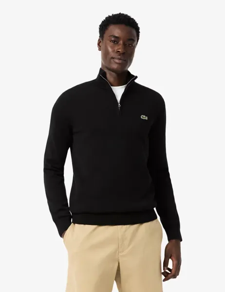 Lacoste Pure Cotton Half Zip Sweatshirt Black