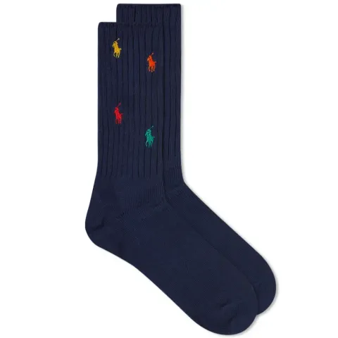 All Over Pony Player Ribbed Crew Sock