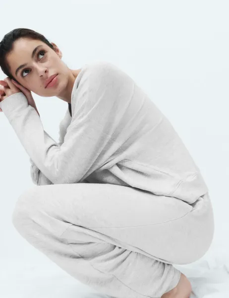 Marks & Spencer Flexifit Cuffed Leg Lounge Pyjama Set Grey