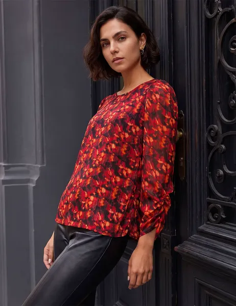 Roman Satin Printed Top Red