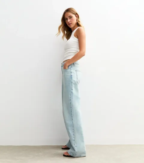 Women's Light Blue Adalae High Waist Wide Leg Jeans