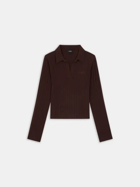 WOMEN - WOMEN'S AMIRI SOFT RIB KNIT POLO - Husk