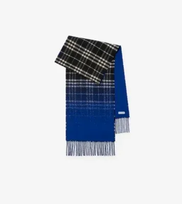 Gradient Check Cashmere Scarf in Black/calico white