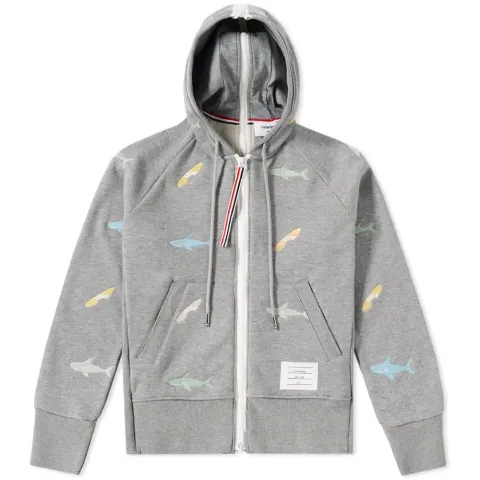 Embroidered Shark & Surfboard Hoody