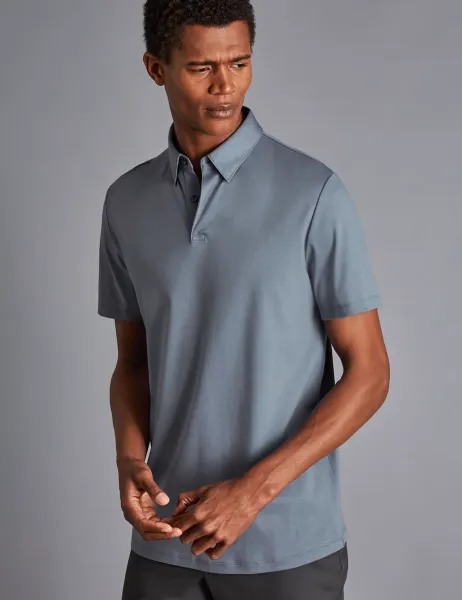 Charles Tyrwhitt Pure Cotton Jersey Polo Shirt Blue Denim
