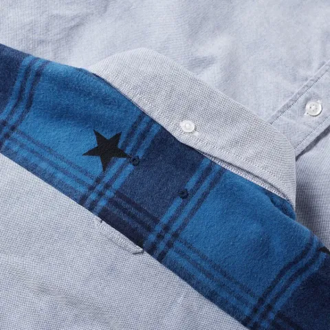 SOPHNET. Flannel Check Panel Oxford Shirt