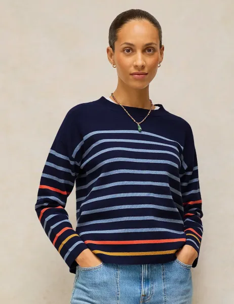 White Stuff Striped Jumper Navy Mix