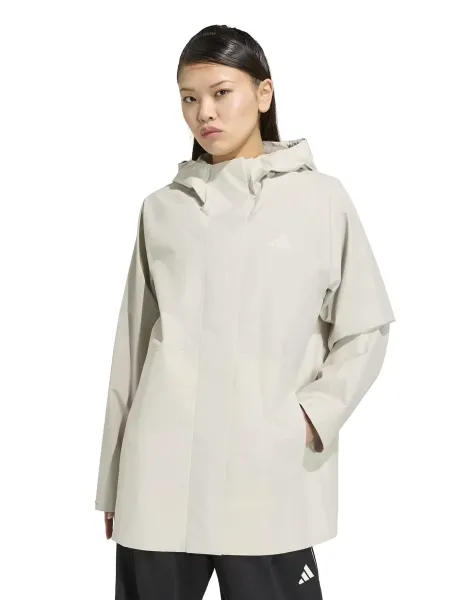 Adidas Essentials Hooded Parka Raincoat Beige