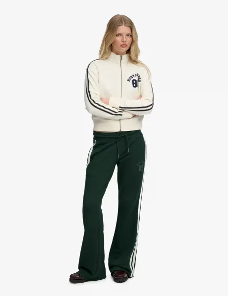 Superdry & Co Cotton Rich Side Stripe Wide Leg Joggers Green