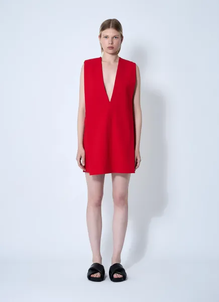 Plunge Mini Dress With Belt