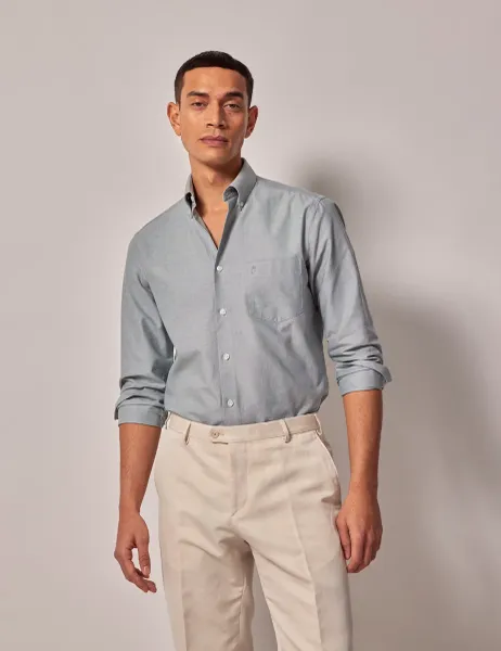 Hawes & Curtis Regular Fit Pure Cotton Oxford Shirt Grey