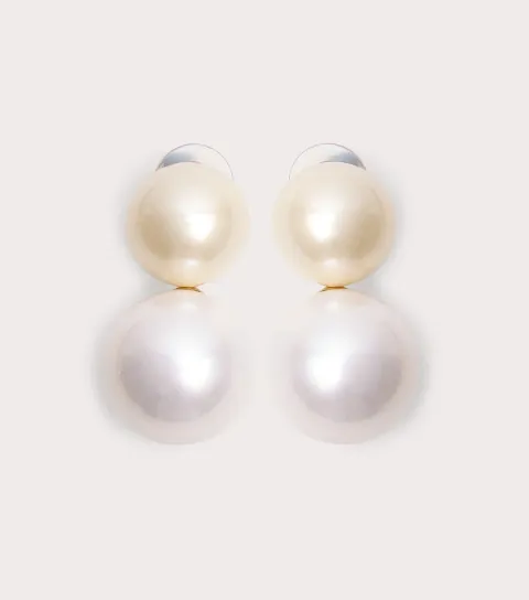 White Faux Pearl Drop Stud Earrings
