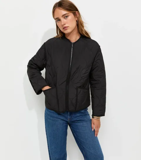 New Look Women's Dark Burgundy Quilted Padded Jacket