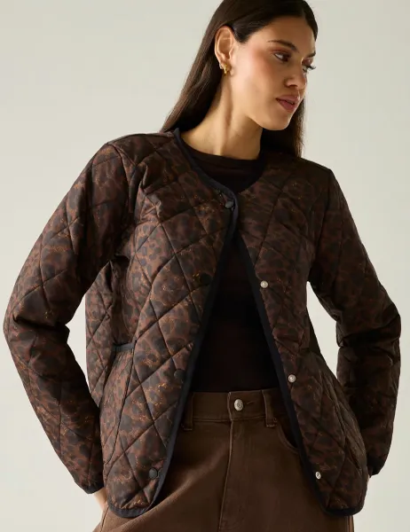 Regatta Maia Leopard Print Quilted Jacket Brown