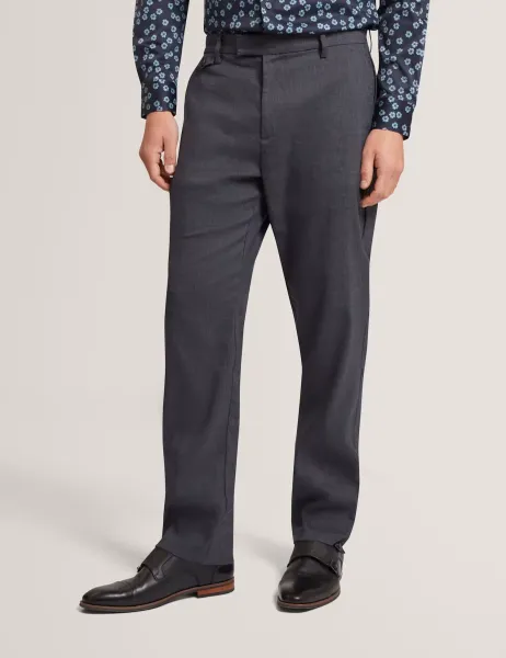 Ted Baker Regular Fit Linen Rich Trousers Navy