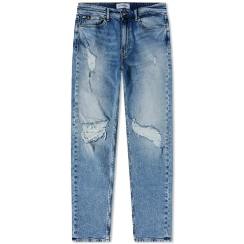 Slim Taper Light Wash Distressed Jeans