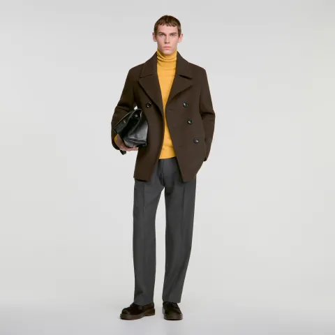 Double-breasted wool pea coat