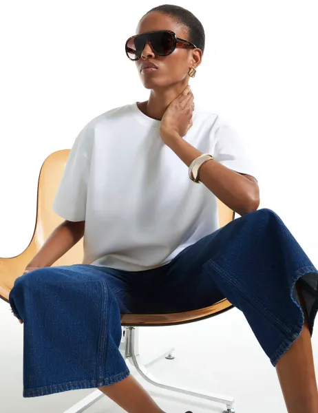 River Island Cotton Rich Oversized Crew Neck T-Shirt White