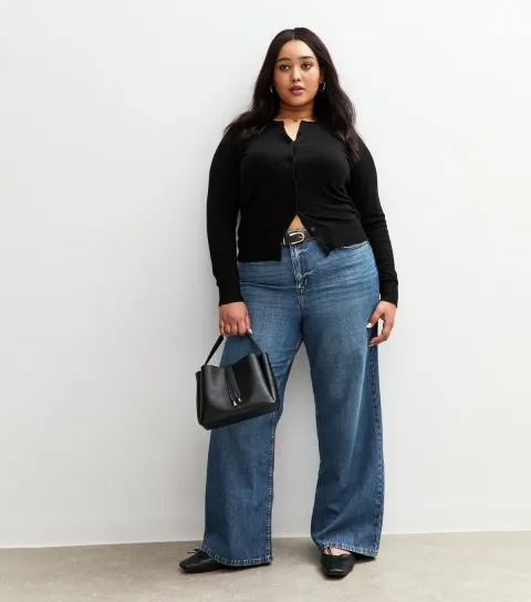 Women's Plus Size Blue Adalae High Waist Wide Leg Jeans Curves