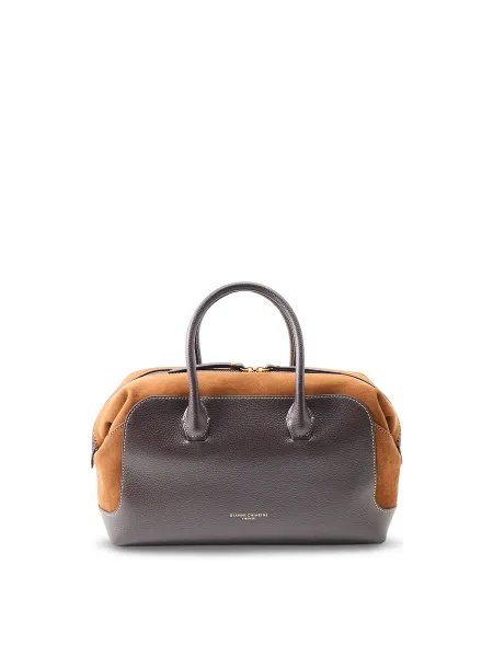 Gemma Leather and Suede Bowling Bag