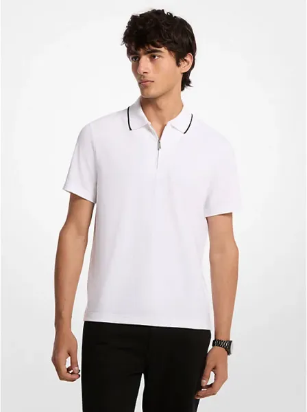 Logo Jacquard Zip-Up Polo Shirt